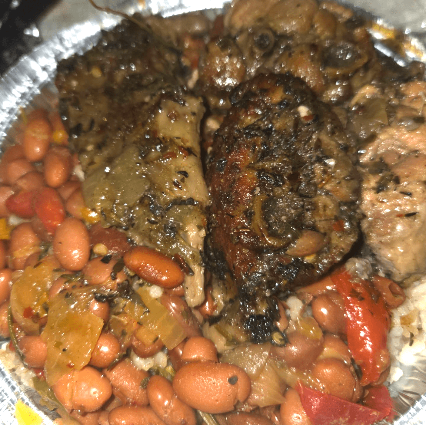 Turkey wings with coconut rice and beans